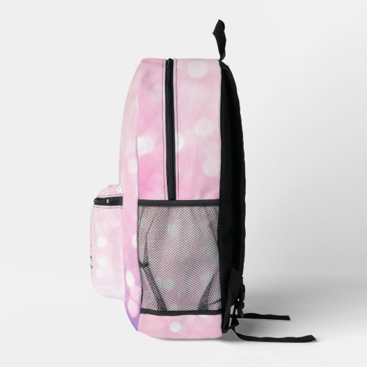 Mongoolse flamingos Roze glitter sparren Monogram Bedrukte Rugzak (Rechts)