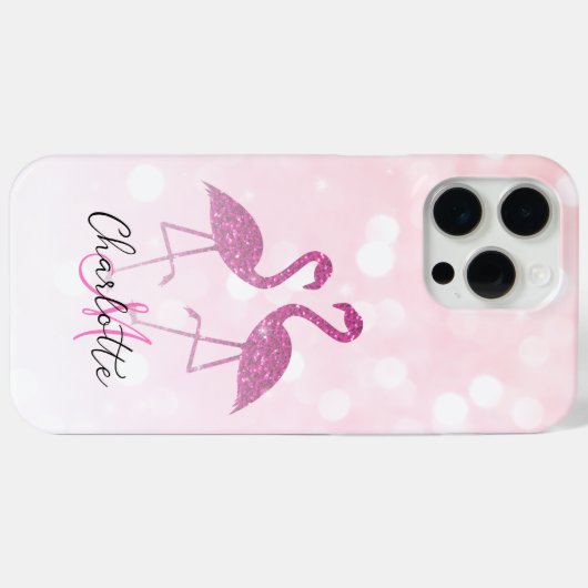 Mongoolse flamingos Roze glitter sparren Monogram Case-Mate iPhone Case (Achterkant (horizontaal))