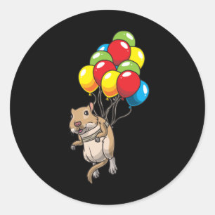Mongoolse gerbil met ballonnen ronde sticker