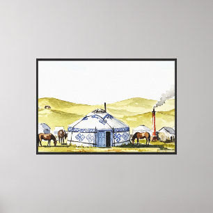 Mongoolse yourte canvas afdruk
