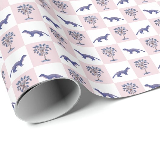 Mongoose en blokdruk Palmetto Tree Cadeaupapier (Rol Hoek)