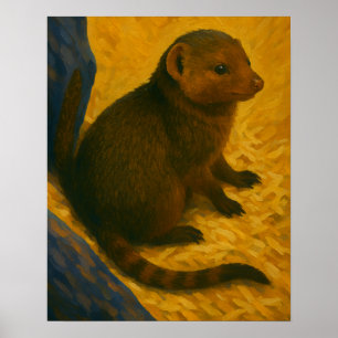 Mongoose tussen stroschilderij poster