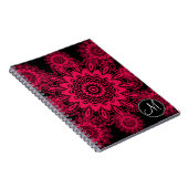 Mongram Black Hot Pink Fuchsia Lace Snowflake Notitieboek (Rechterzijde)