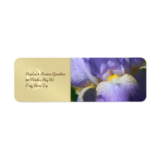 Mongram Paars Iris Weddenschap Etiket (Voorkant)