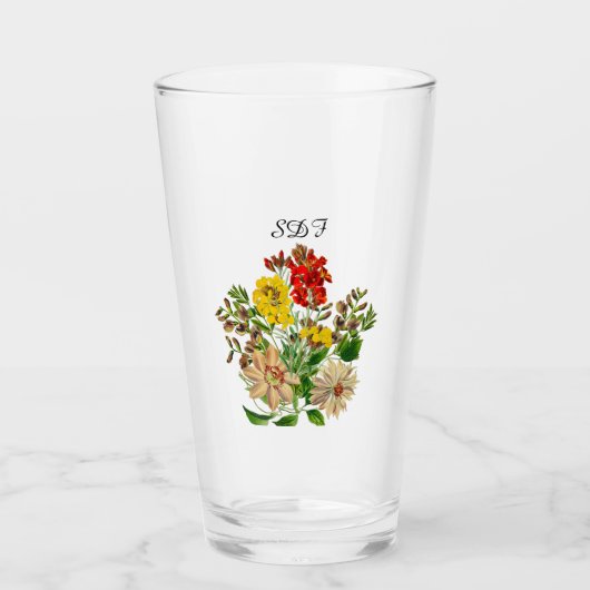 Mongram Vintage Bloemenboeket Glas (Voorkant)