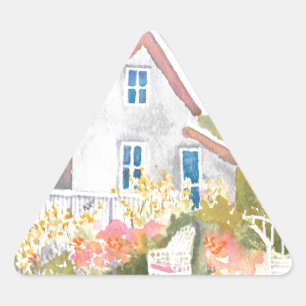 Monhegan Cottage J Kilburn Driehoek Sticker