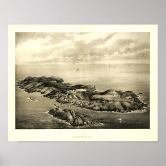 Monhegan Island, Maine 1896 Panaromic Uitzicht Pos Poster
