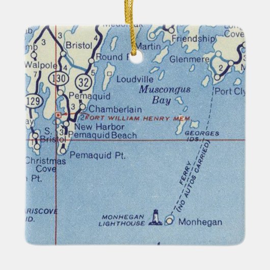Monhegan Lighthouse  Map Keramisch Ornament (Voorkant)