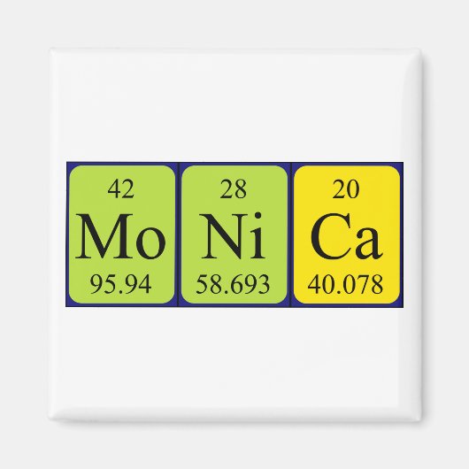 Monica Periodictable name magnet Magneet (Voorkant)