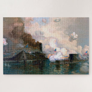 Monitor Merrimac De Eerste Gevecht Tussen Pantserd Legpuzzel