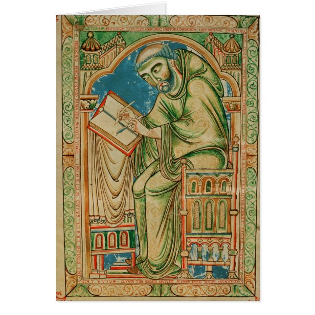 Monk Eadwine aan het werk met het manuscript, (Voorkant)