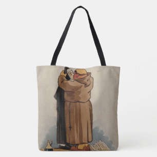 Monk kussen non, grappige Waterverf Canvas tas
