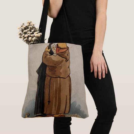 Monk kussen non, grappige Waterverf Canvas tas (Dichtbij)
