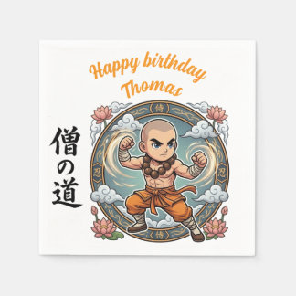 Monk Martial Arts Anime Chibi Gamer Verjaardag Servet