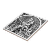 Monk op middeleeuwse schrijfbureau tegeltje (Zijkant)