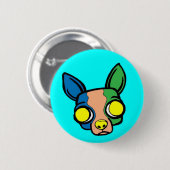 Monk Puppy Pin - Turquoise Ronde Button 5,7 Cm (Voorkant /achterkant)