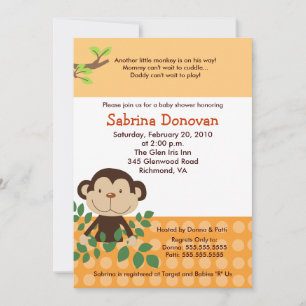 MONKAROONI Monkey Green Neutraal Baby shower Kaart