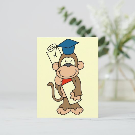 Monkey Afstuderen T-shirts en cadeaus Aankondigingskaart (Staand voorkant)