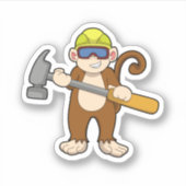 Monkey als ambachtsman met Hammer Sticker (Voorkant)
