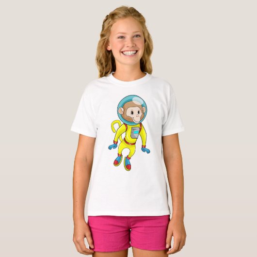Monkey als Astronaut T-shirt (Voorkant volledig)