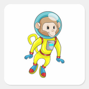 Monkey als Astronaut Vierkante Sticker