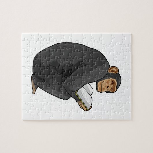 Monkey als Nerd met Boek Legpuzzel (Horizontaal)