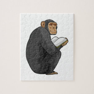 Monkey als Nerd met Boek Legpuzzel