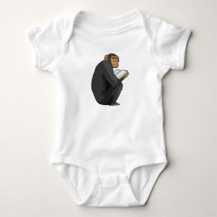 Monkey als Nerd met Boek Romper