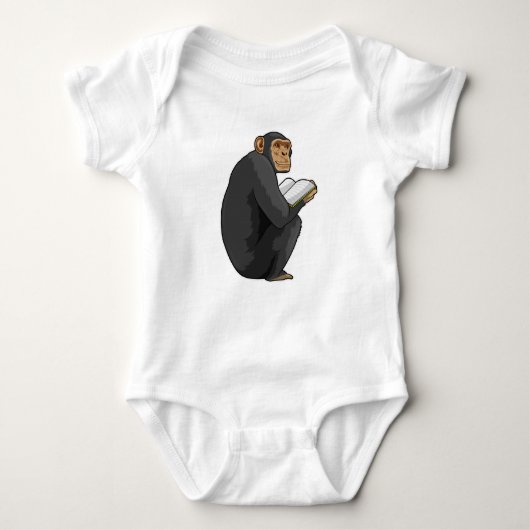 Monkey als Nerd met Boek Romper (Voorkant)