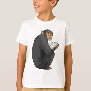Monkey als Nerd met Boek T-shirt