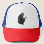 Monkey als Nerd met Boek Trucker Pet (Voorkant)
