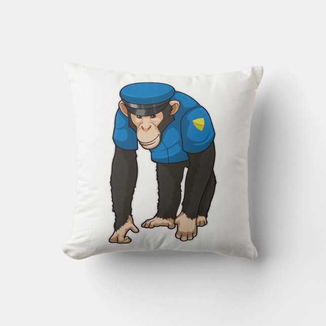 Monkey als politieagent met uniform kussen (Voorkant)
