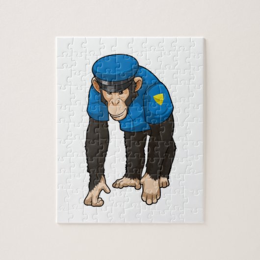 Monkey als politieagent met uniform legpuzzel (Verticaal)