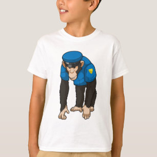 Monkey als politieagent met uniform t-shirt
