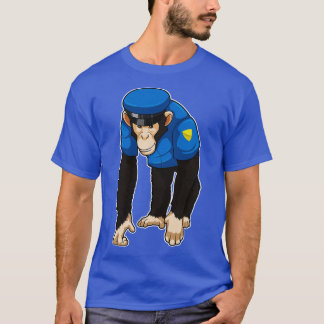 Monkey als politieagent met uniform t-shirt