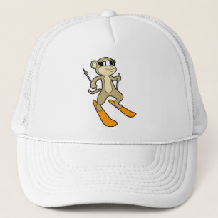 Monkey als Skier met Ski Trucker Pet
