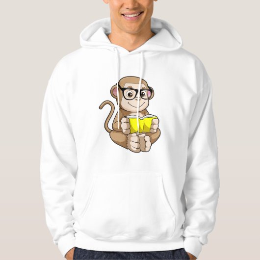Monkey als student met bril en boek hoodie (Voorkant)