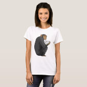 Monkey as Nerd with Book T-shirt (Voorkant volledig)