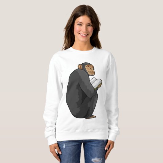 Monkey as Nerd with Book Trui (Voorkant volledig)