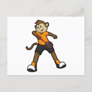 Monkey as Tennis player with Tennis racket Briefkaart