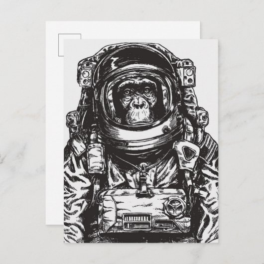 Monkey Astronaut Briefkaart (Voorkant / Achterkant)