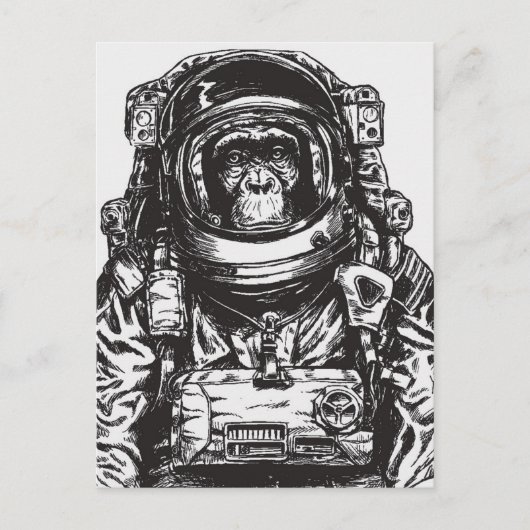 Monkey Astronaut Briefkaart (Voorkant)
