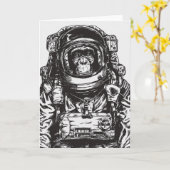 Monkey Astronaut Kaart (Gele Bloem)