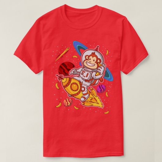 Monkey Astronaut Rocket Ride Space T-shirt (Design voorkant)