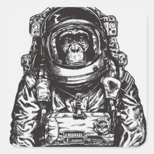 Monkey Astronaut Vierkante Sticker