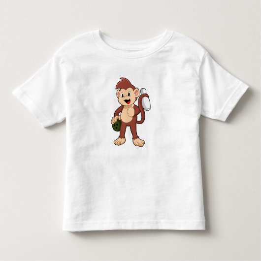Monkey at Bowling with Bowling Kinder Shirts (Voorkant)