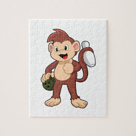 Monkey at Bowling with Bowling Legpuzzel (Verticaal)