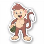 Monkey at Bowling with Bowling Sticker (Voorkant)