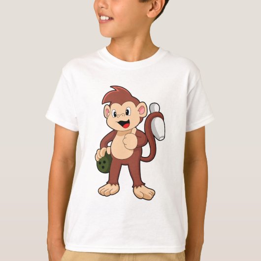 Monkey at Bowling with Bowling T-shirt (Voorkant)