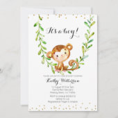 Monkey Baby Boy Shower Invitation (Devant)